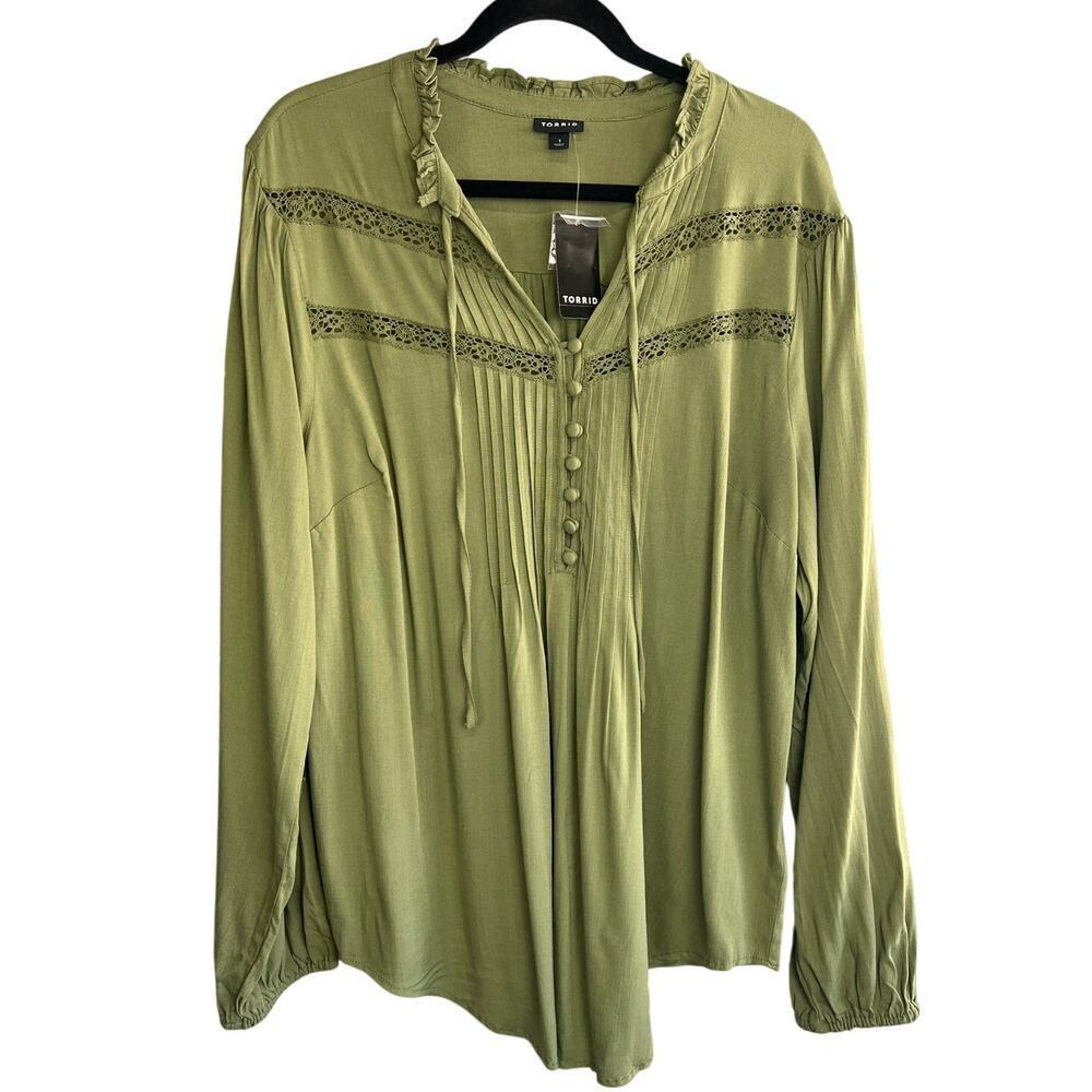 NWT Torrid Lenny Peasant Long Sleeve Blouse Size 1